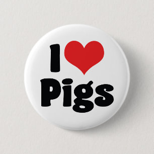 Badge Rond 5 Cm Je suis des cochons à coeur