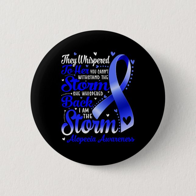 Badge Rond 5 Cm Je Suis La Tempête Alopécie Sensibilisation Bleu R (Devant)