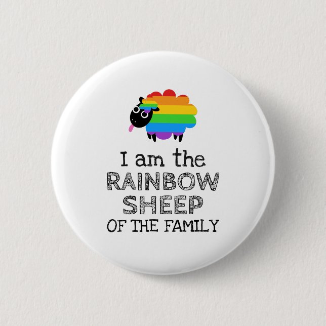 Badge Rond 5 Cm Je suis le RAINBOW SHEEP de la famille (Devant)
