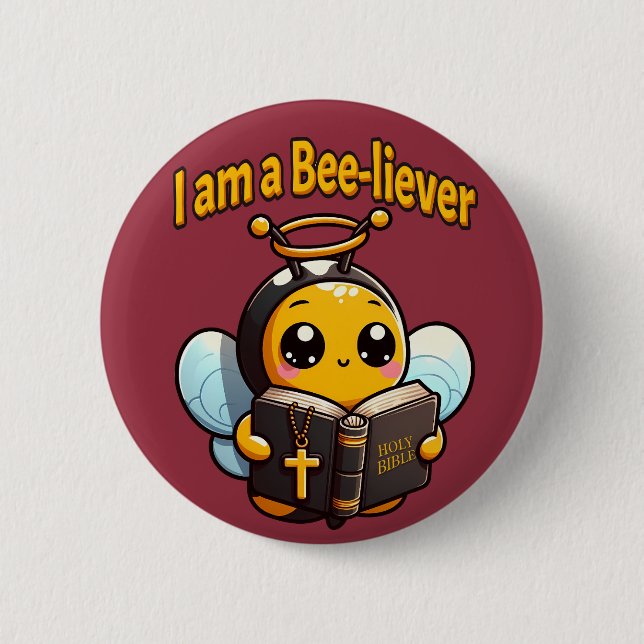 Badge Rond 5 Cm Je suis un Chrétien Bee-Liever (Devant)