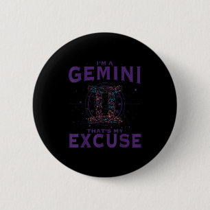 Badge Rond 5 Cm Je Suis Un Gemini Zodiac Sign Graphisme Art Twins 