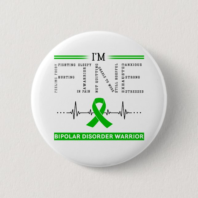 Badge Rond 5 Cm Je suis un guerrier bipolaire (Devant)