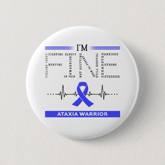 Badge Rond 5 Cm Je suis un guerrier d'Ataxie (Devant)