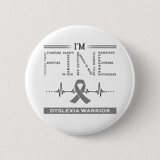 Badge Rond 5 Cm Je suis un guerrier de Dyslexie (Devant)