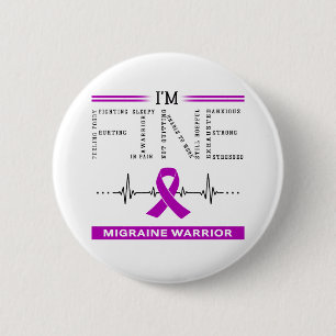 Badge Rond 5 Cm Je suis un guerrier migraineux