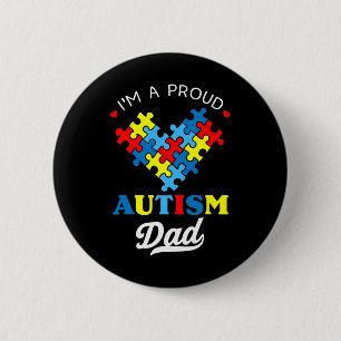 Badge Rond 5 Cm Je suis un papa fier de l'autisme, Sensibilisation