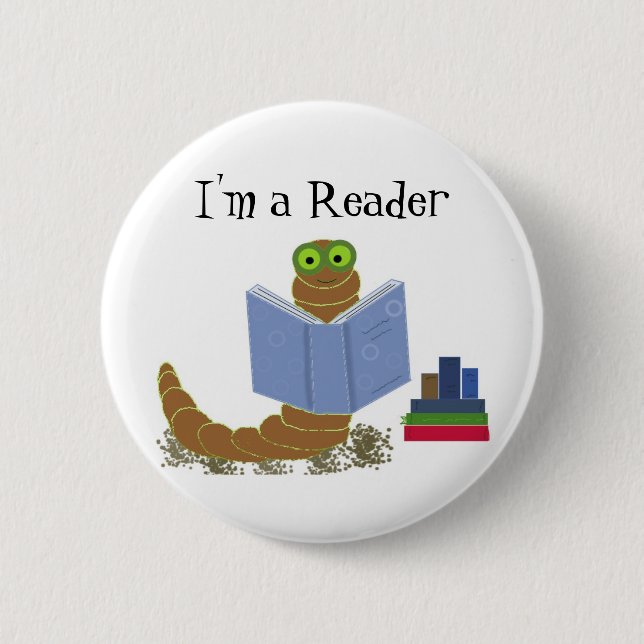 Badge Rond 5 Cm Je suis un ver de lecture (Devant)