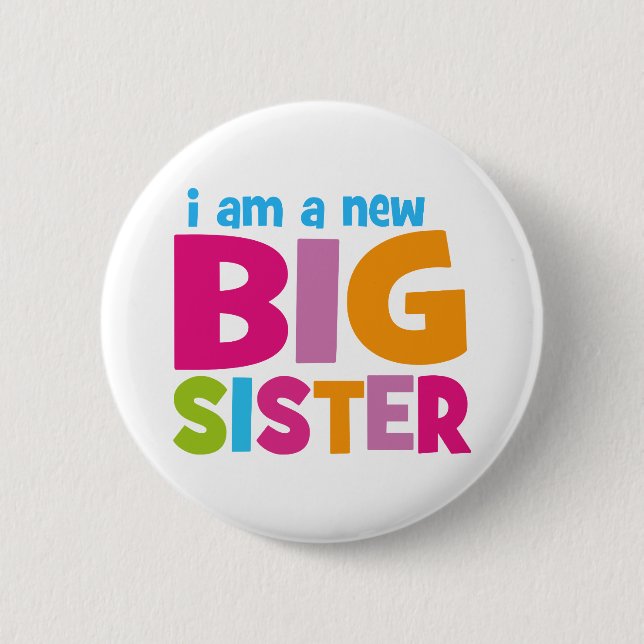 Badge Rond 5 Cm Je suis une nouvelle grande soeur (Devant)