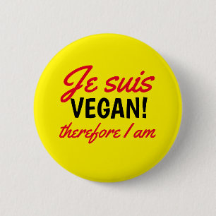 Badge Rond 5 Cm Je Suis Vegan Text Yellow