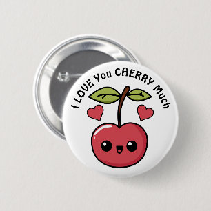 Badge Rond 5 Cm Je t'aime beaucoup Cerise