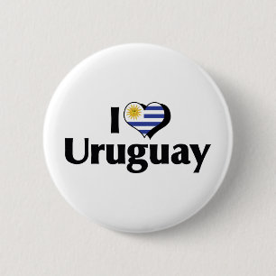 Badge Rond 5 Cm Je T'aime Drapeau Uruguay