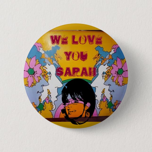 Badge Rond 5 Cm je t'aime Sarah (Devant)