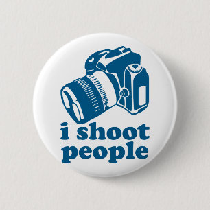 Badge Rond 5 Cm Je tire des personnes - bleu