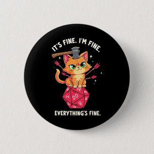 Badge Rond 5 Cm Je vais bien Chat Rpg Joueur de jeux vidéo et amat