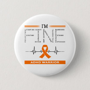 Badge Rond 5 Cm Je vais bien guerrier ADHD