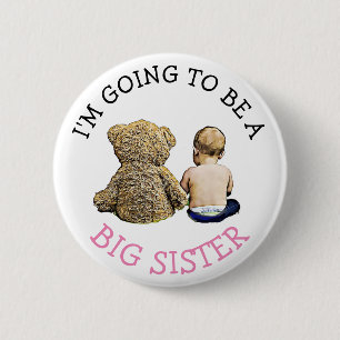 Badge Rond 5 Cm Je vais être une grande soeur Faire-part