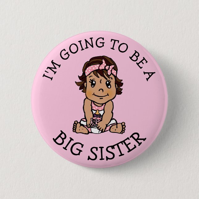 Badge Rond 5 Cm Je vais être une grande soeur Faire-part (Devant)