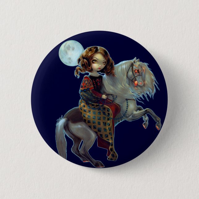 Badge Rond 5 Cm "Je Vampiri :  Notte bouton d'un Cavalla" (Devant)