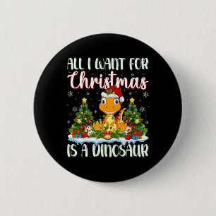 Badge Rond 5 Cm Je Veux Pour Noël Est Un Dinosaure Lumière Arbre D