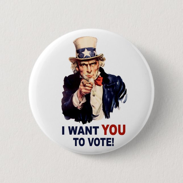 Badge Rond 5 Cm Je veux que vous votiez bouton (Devant)