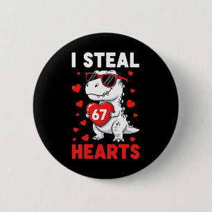 Badge Rond 5 Cm Je vole 67 cœurs Drôle 67 Saint-Valentin Dinosaure