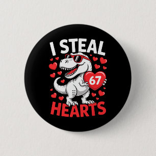 Badge Rond 5 Cm Je vole 67 cœurs Drôle 67 Saint-Valentin Dinosaure