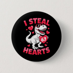 Badge Rond 5 Cm Je vole 67 cœurs Drôle 67 Saint-Valentin Dinosaure