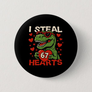 Badge Rond 5 Cm Je vole des cœurs 67 T-rex de la Saint-Valentin dr