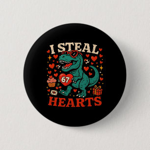 Badge Rond 5 Cm Je vole des cœurs 67 T-rex de la Saint-Valentin dr