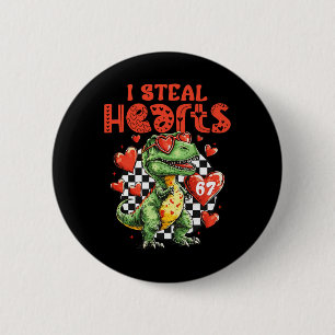 Badge Rond 5 Cm Je vole des cœurs Dinosaure 67 Saint Valentin Humo