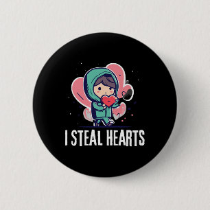 Badge Rond 5 Cm Je vole des cœurs drôle de Saint-Valentin Enfant q