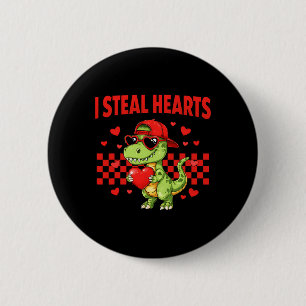 Badge Rond 5 Cm Je vole des coeurs Saint Valentin Dinosaure Mignon