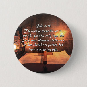 Badge Rond 5 Cm Jean 3:16 Dieu a tant aimé le monde, lanterne