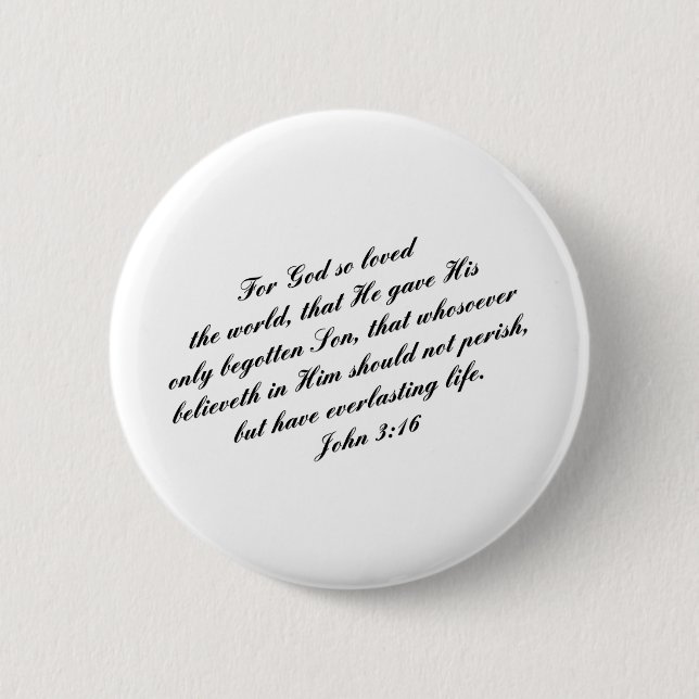 Badge Rond 5 Cm Jean 3:16 Verse de la Bible (LS) (Devant)