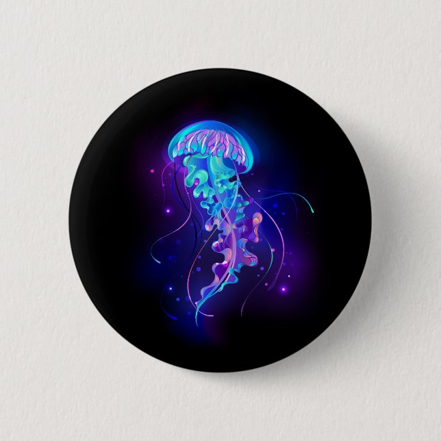 Badge Rond 5 Cm Jellyfish éclatante couleur (Devant)