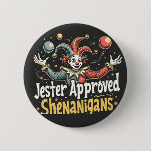 Badge Rond 5 Cm Jester Approuvé Shenanigans Circus Clown