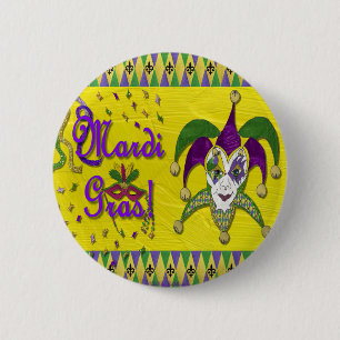 Badge Rond 5 Cm Jester Mask Mardi Gras Arlequin