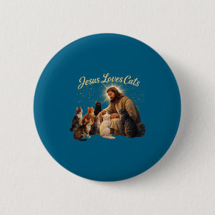 Badge Rond 5 Cm Jésus aime les chats chrétien amateur de chats Jés
