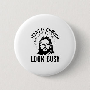 Badge Rond 5 Cm Jésus Arrive À L'Air Occupé