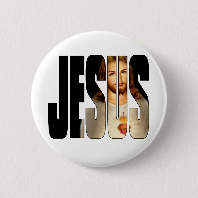 Badge Rond 5 Cm Jésus avec son image dans son nom (Devant)