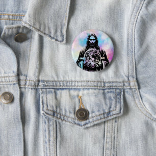 Badge Rond 5 Cm Jésus Christ Holding Le monde Art illustration