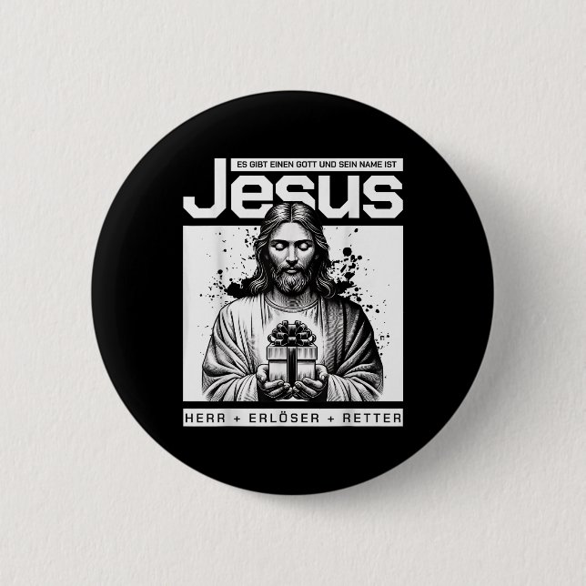 Badge Rond 5 Cm Jésus Christ Seigneur Et Rédempteur Design (Devant)