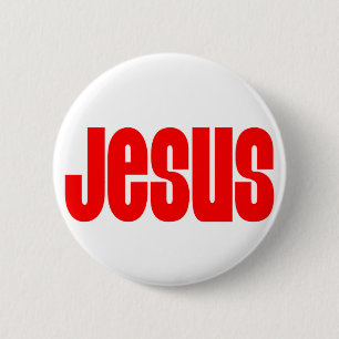 Badge Rond 5 Cm Jésus en rouge