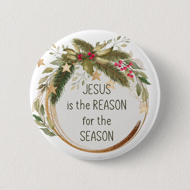 Badge Rond 5 Cm Jésus est la raison de la citation de Noël de la s (Devant)