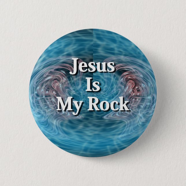 Badge Rond 5 Cm Jésus est ma roche (Devant)