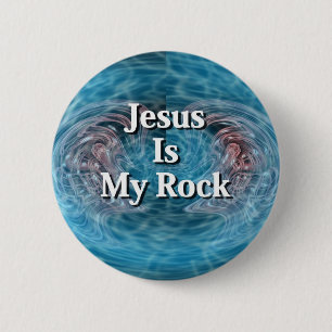 Badge Rond 5 Cm Jésus est ma roche