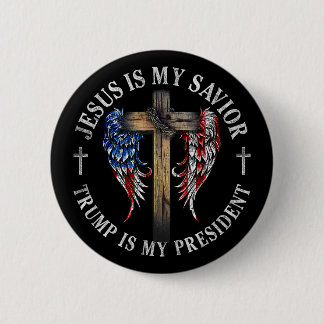 Badge Rond 5 Cm Jésus Est Mon Sauveur Trump Est Mon Président 2024