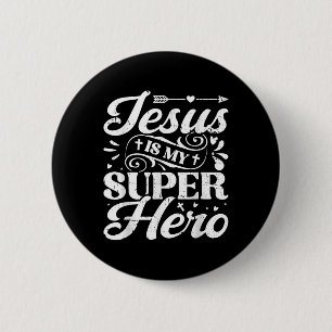 Badge Rond 5 Cm Jésus Est Mon Superhéros - Religieux Chrétienne