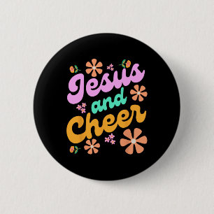 Badge Rond 5 Cm Jésus et cheer Entraîneur de cheerleading Drôle Gr
