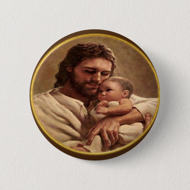 Badge Rond 5 Cm Jésus et enfant (Devant)